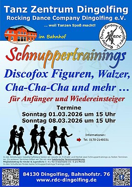 Banner Schnuppertrainings Discofox Figuren, Walzer, Cha-Cha-Cha und mehr … für Anfänger und Wiedereinsteiger